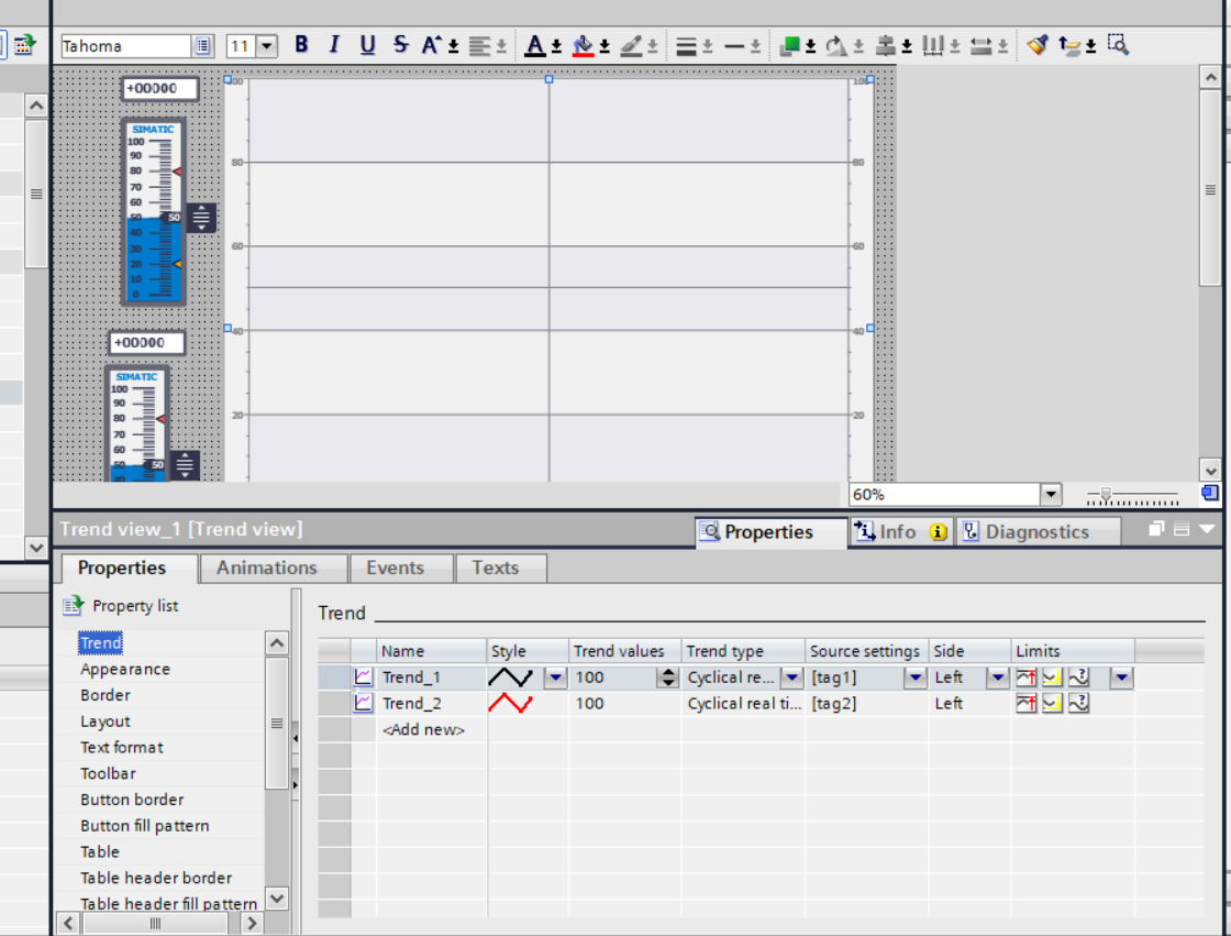 configure time axis trend view in wincc hmi